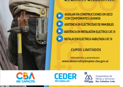 ESTAN ABIERTAS LAS POSTULACIONES PARA LAS CAPACITACIONES CON EL CEDER