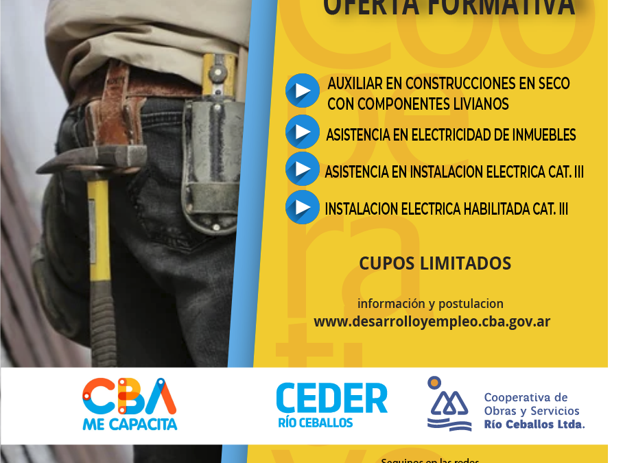 ESTAN ABIERTAS LAS POSTULACIONES PARA LAS CAPACITACIONES CON EL CEDER